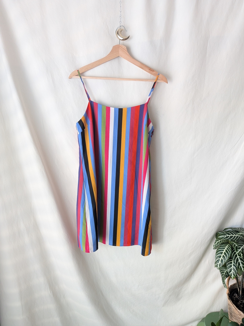 Multicolor Vertical Stripe Spaghetti Strap Dress